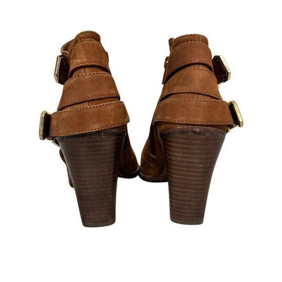 Gianni Bini Tan Suede Ankle Boots Women’s 8M Gold Buckle Block Heel Booties - Picture 6 of 8